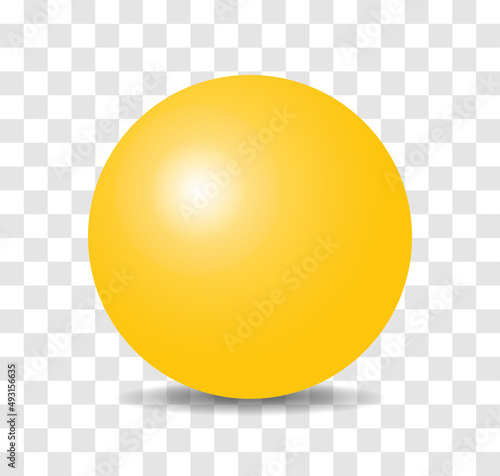 Fototapeta Shiny yellow ball sphere on transparent background.