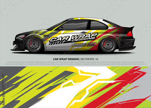 Race car wrap design vector for vehicle vinyl sticker and automotive decal livery 