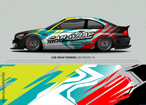 Race car wrap design vector for vehicle vinyl sticker and automotive decal livery 