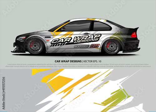 Race car wrap design vector for vehicle vinyl sticker and automotive decal livery 