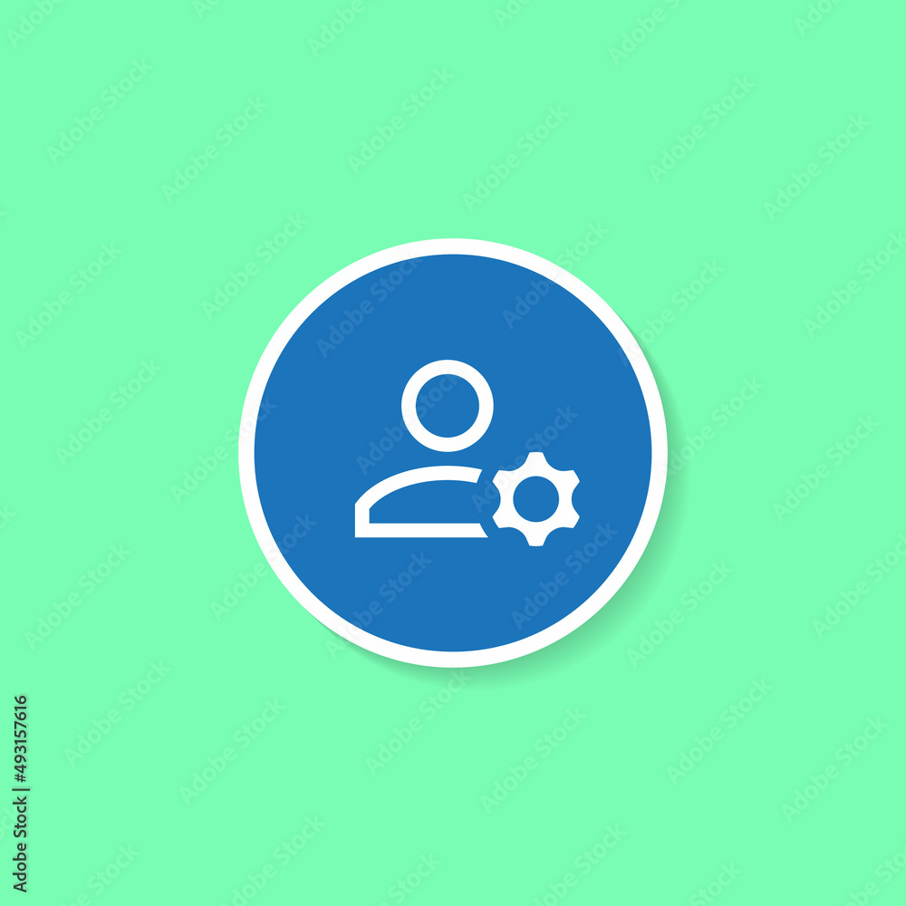 Manage Account Icon Vector. Avatar with Gear Sign Symbol Manage Account Icon Vector. Avatar with Gear Sign Symbol