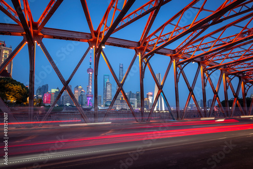 Photography Bridge in Shanghai, China at night