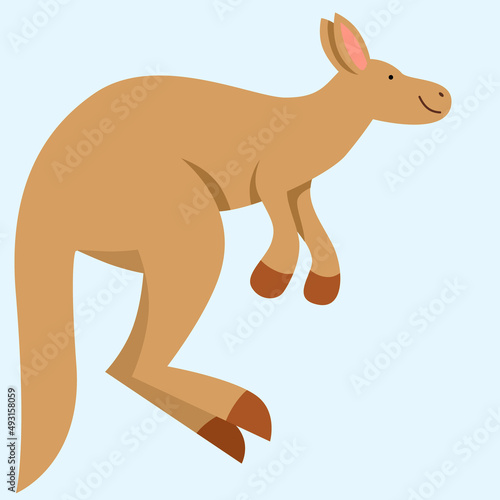 Vector illustration of a kangaroo jumping in a flat style  isolated on a white background.