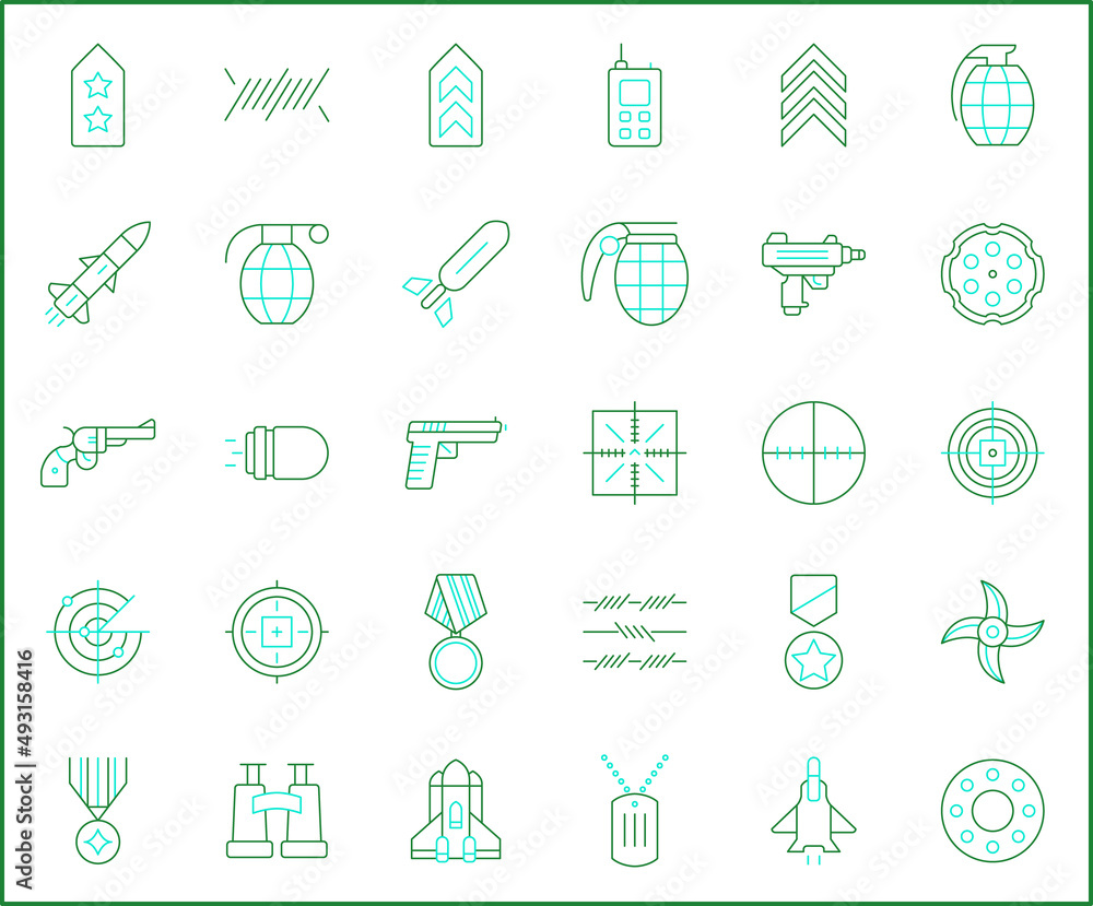 Set of weapon and Military icons line style. It contains such Icons as combat, gun, revolver, bullet, bomb, toxic, aim, knife, missile and other elements. Set of weapon and Military icons line style. It contains such Icons as combat, gun, revolver, bullet, bomb, toxic, aim, knife, missile and other elements.