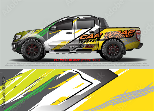 Car wrap decal design vector. abstract Graphic background kit designs for vehicle  race car  rally  livery  sport car