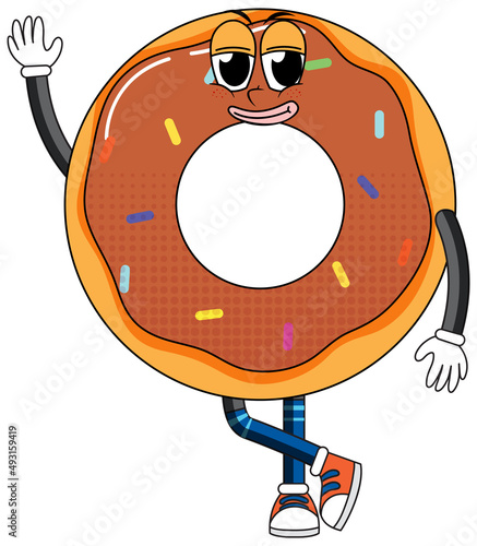 Donut cartoon character on white background