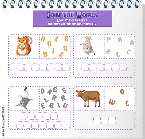 Arrange the letters in order with pictures