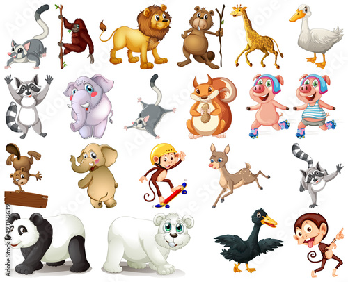 Set of animal cartoon character
