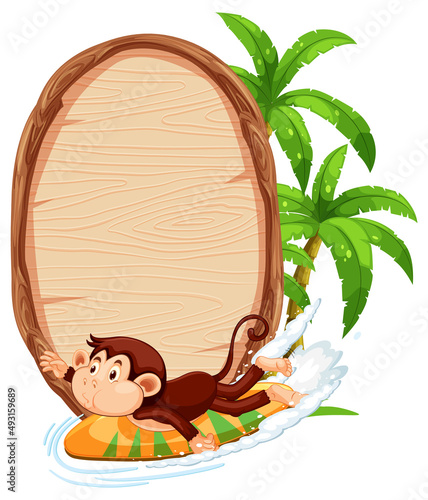 Blank oval wooden signboard with animal