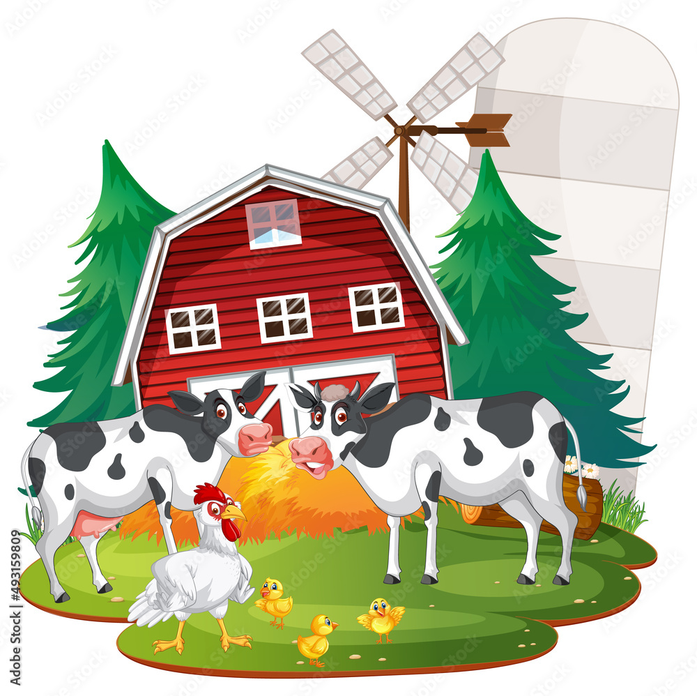 Naklejka premium Isolated cartoon farm with animals