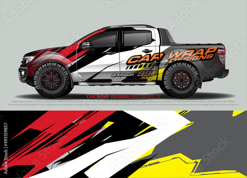 Car wrap decal design vector. abstract Graphic background kit designs for vehicle  race car  rally  livery  sport car