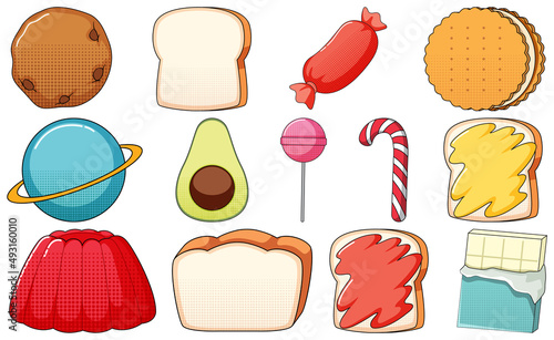 Set of vintage style cartoon on white background