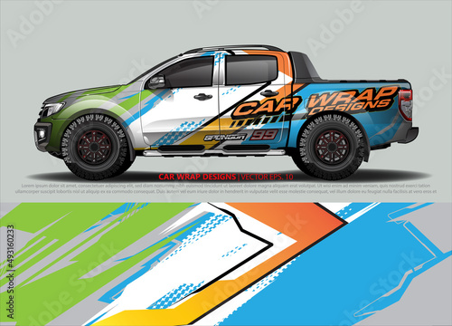 Car wrap decal design vector. abstract Graphic background kit designs for vehicle  race car  rally  livery  sport car