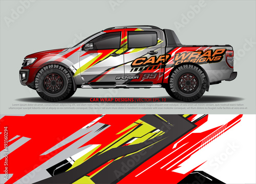 Car wrap decal design vector. abstract Graphic background kit designs for vehicle  race car  rally  livery  sport car