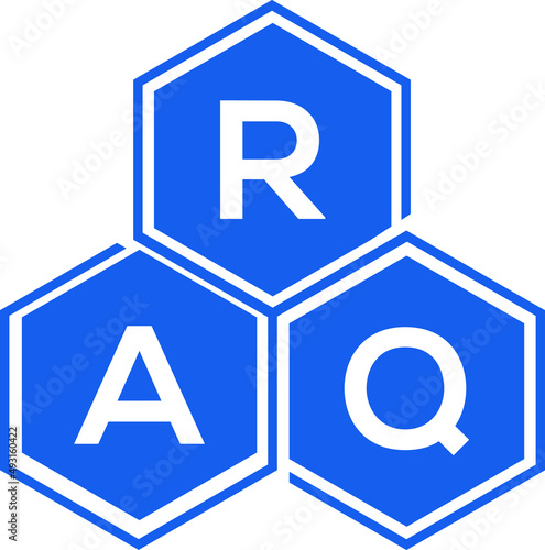 RAQ letter logo design on black background. RAQ  creative initials letter logo concept. RAQ letter design. photo