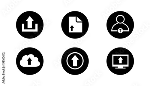 Set of vector upload icon on simple white background.