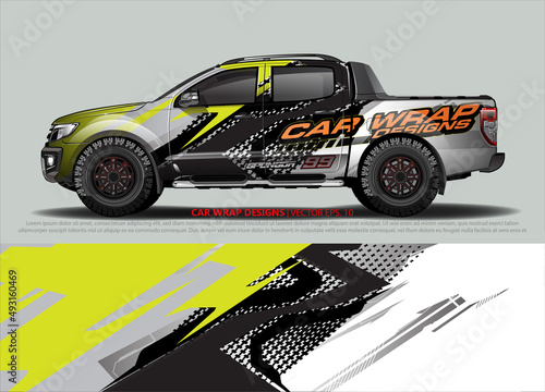 Car wrap decal design vector. abstract Graphic background kit designs for vehicle  race car  rally  livery  sport car