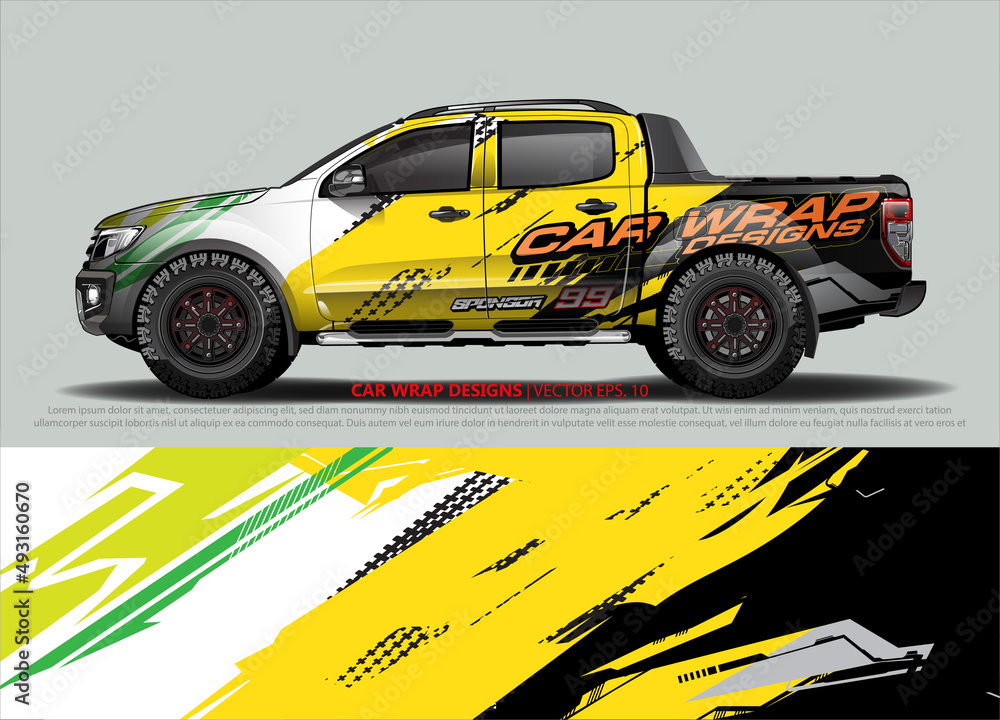 Car wrap decal design vector. abstract Graphic background kit designs for vehicle, race car, rally, livery, sport car