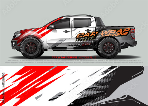 Car wrap decal design vector. abstract Graphic background kit designs for vehicle  race car  rally  livery  sport car