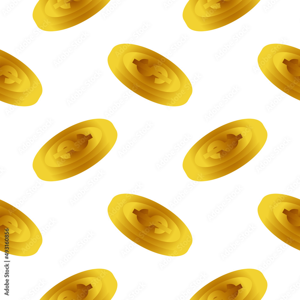 Fototapeta premium coin money seamless pattern with dollar sign on white background
