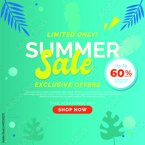 Summer sales social media post banner design templates