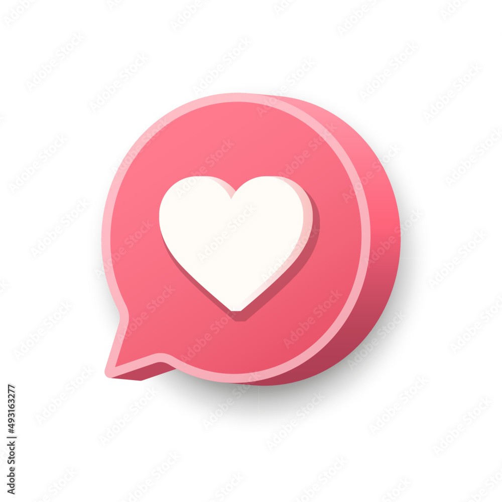 3D love heart icon design vector illustration. Online social communication concept, message, likes, notification. Romance valentine art. 3D love heart icon design vector illustration. Online social communication concept, message, likes, notification. Romance valentine art.