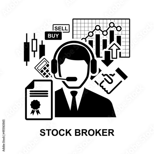 Stock broker icon isolated on white background vector illustration.