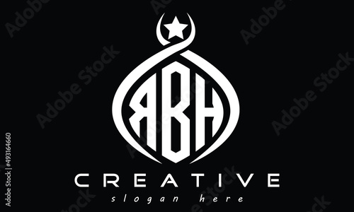 RBH three Letters creative curved oval circle geometric minimalist modern vector logo design photo