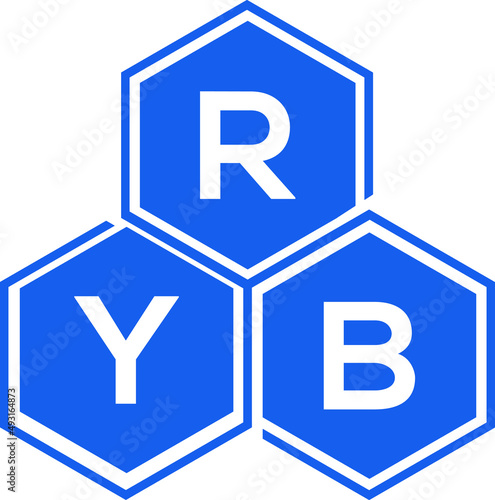 RYB letter logo design on black background. RYB  creative initials letter logo concept. RYB letter design.