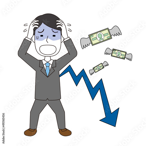 お金が減って焦る男性