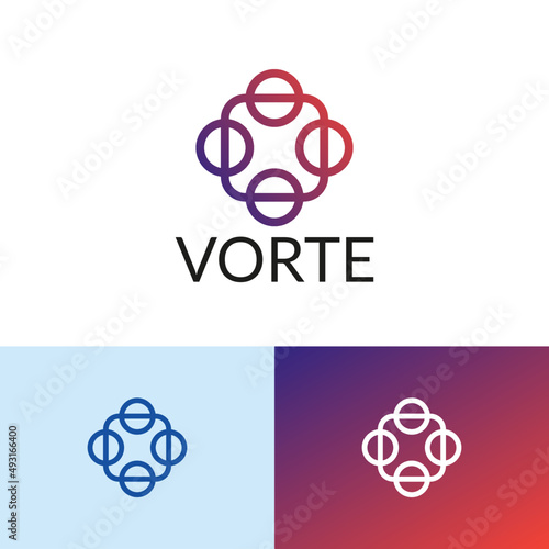 Blockchain data logo design concept. System company brand logomark illustration. Can representing ai, system, fintech, vpn, protect.