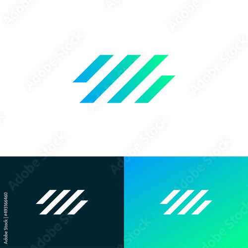 Futuristic tech logo design concept. Sound company brand logomark illustration. Can representing music, fintech, data.
