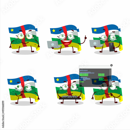 Free Download African republic flag Programmer cute cartoon character with - GFXLoad