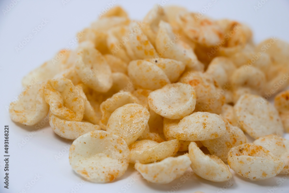 Isolated chips. Group of potato chips isolated on white background with clipping pat Isolated chips. Group of potato chips isolated on white background with clipping pat
