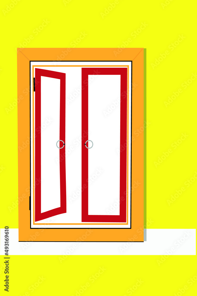 Window vector isolated on yellow background Window vector isolated on yellow background
