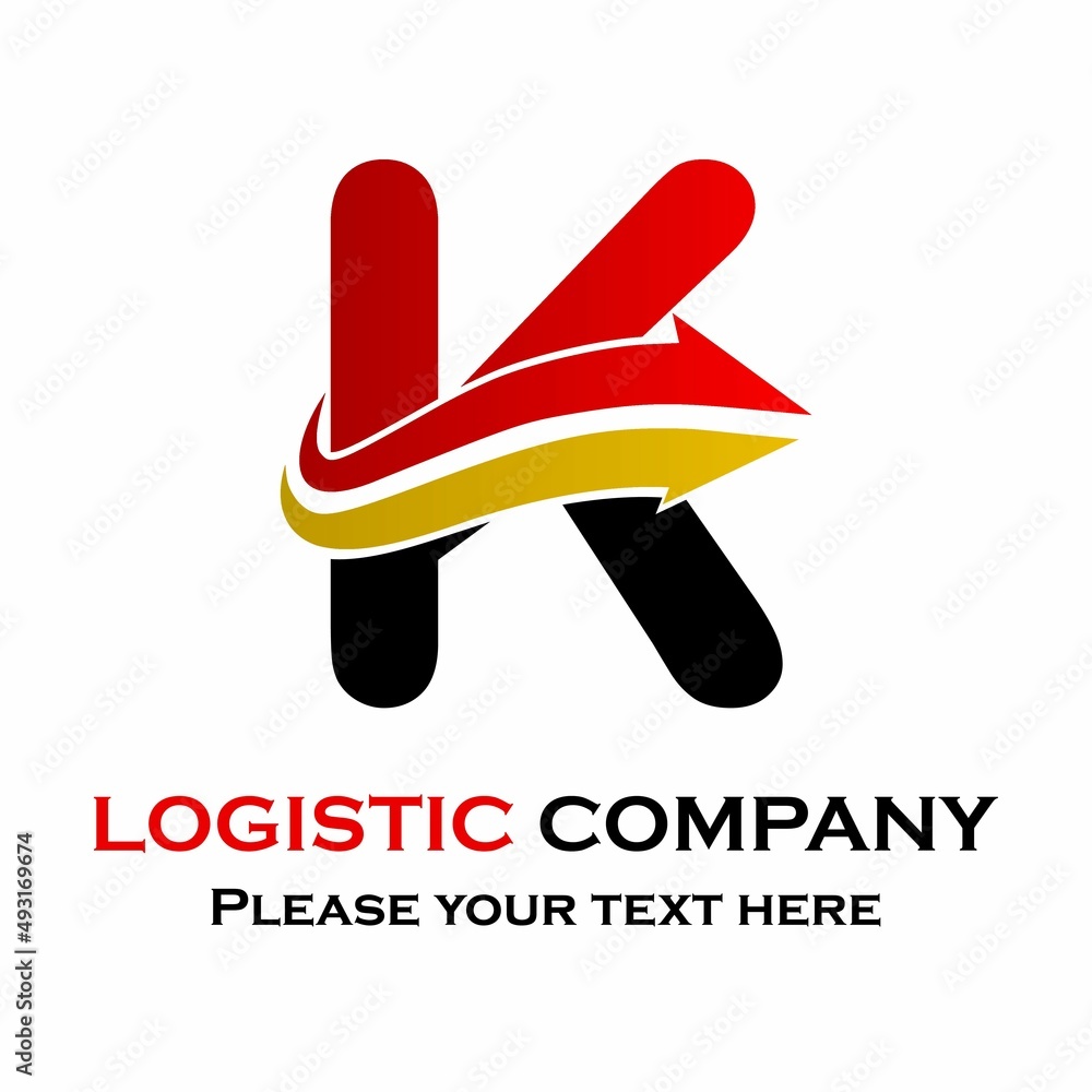 Letter k with arrow. suitable for transporation, logistic, delivery, agency Letter k with arrow. suitable for transporation, logistic, delivery, agency