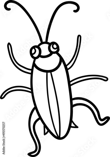 Cockroach cartoon drawing for coloring book