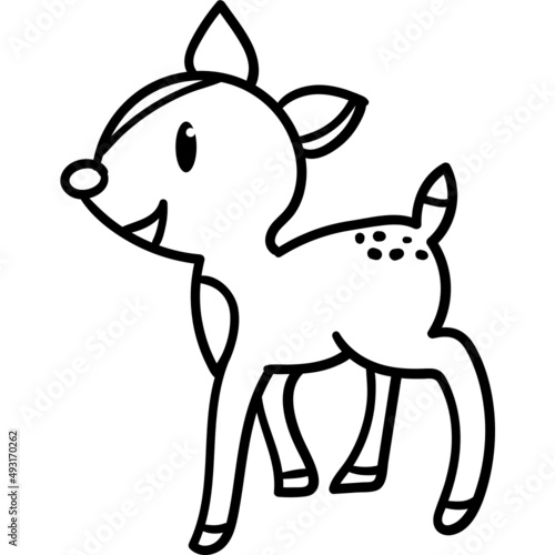 Deer cartoon drawing for coloring book