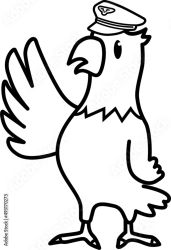 Eagle cartoon drawing for coloring book