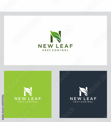 letter N nature logo design template elements