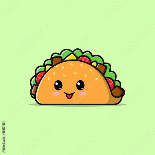 Cute taco cartoon illustration with facial expression © Three Light