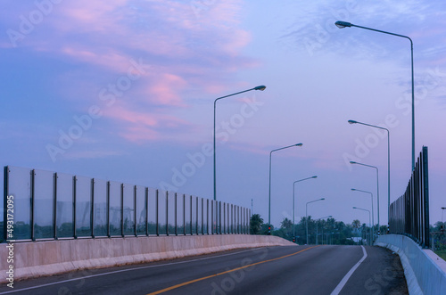 Road bridge motorway evening no cars.