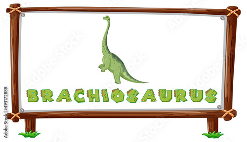 Frame template with dinosaurs and text brachiosaurus design inside