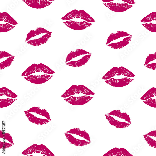 Pattern with prints of pink lipstick 