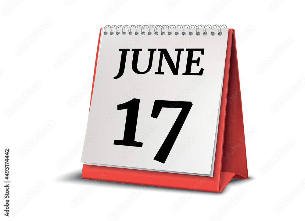Calendar on white background. 17 June. 3D illustration. Calendar on white background. 17 June. 3D illustration.