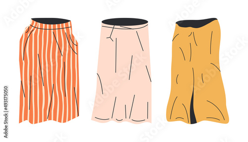 Different Women Skirt Dresses Isolated