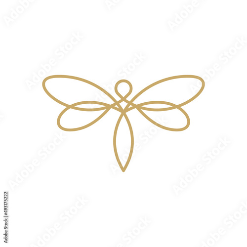 Minimalist Luxury Dragonfly logo design with line art style © ellistya