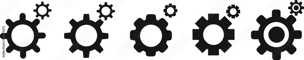 set of cogwheel, settings vector icon isolated on white background.