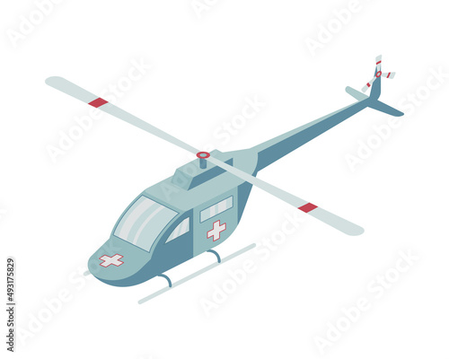 Ambulance Helicopter Isometric Composition