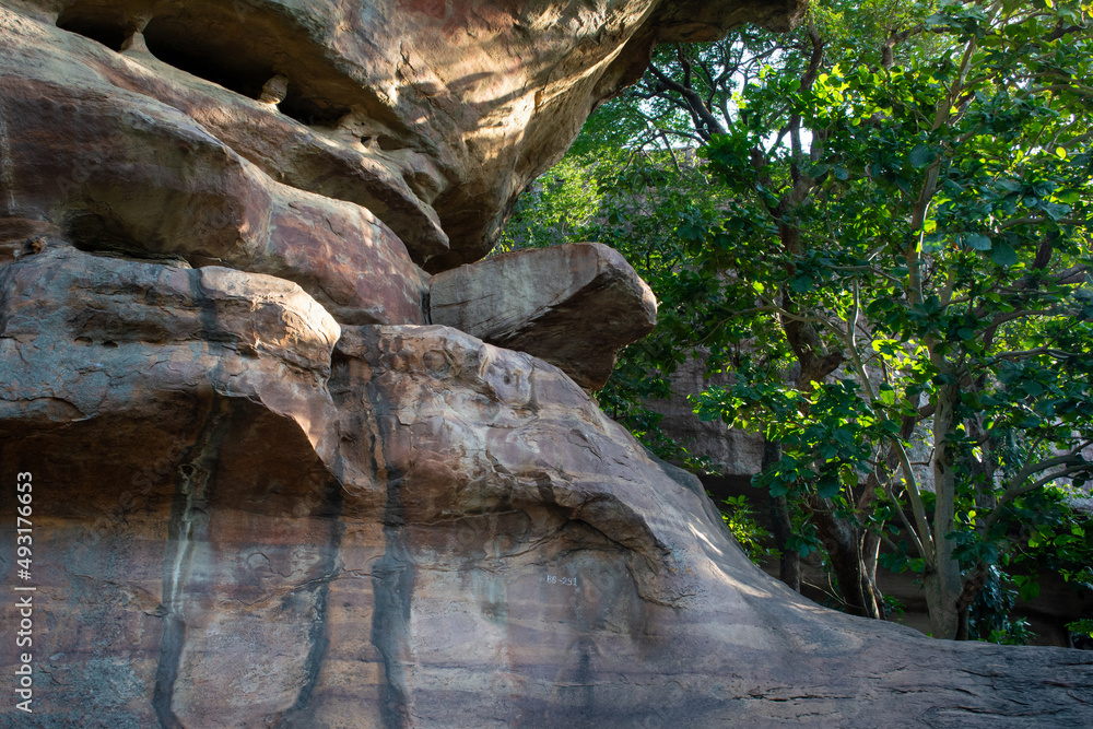 Bhimbetka rock shelters - An archaeological site in central India at Bhojpur Raisen in Madhya Pradesh. This is a world heritage sites. Bhimbetka rock shelters - An archaeological site in central India at Bhojpur Raisen in Madhya Pradesh. This is a world heritage sites.